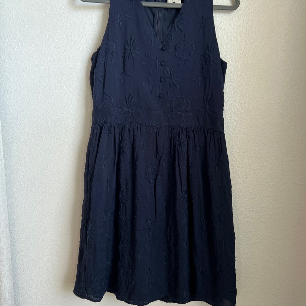 EUC LOFT Navy Embroidered Floral Mini Dress